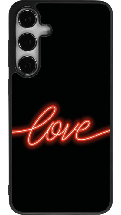Coque Samsung Galaxy S24+ - Silicone rigide noir Valentine 2023 neon love