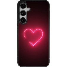 Coque Samsung Galaxy S24+ - Silicone rigide noir Valentine 2023 single neon heart
