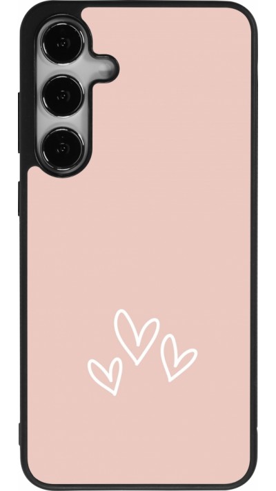 Coque Samsung Galaxy S24+ - Silicone rigide noir Valentine 2023 three minimalist hearts