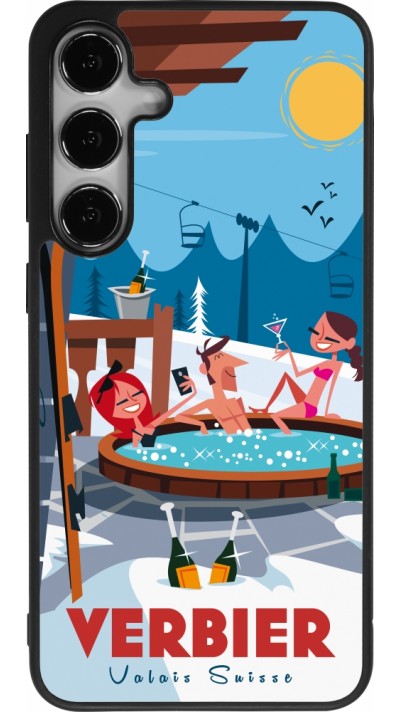 Coque Samsung Galaxy S24+ - Silicone rigide noir Verbier Mountain Jacuzzi