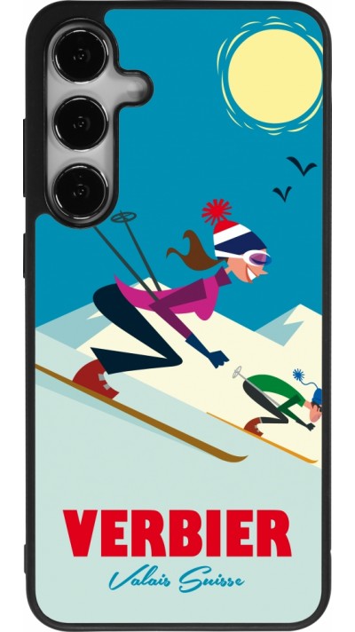 Coque Samsung Galaxy S24+ - Silicone rigide noir Verbier Ski Downhill