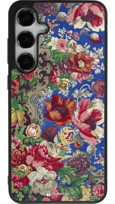 Coque Samsung Galaxy S24+ - Silicone rigide noir Vintage Art Flowers