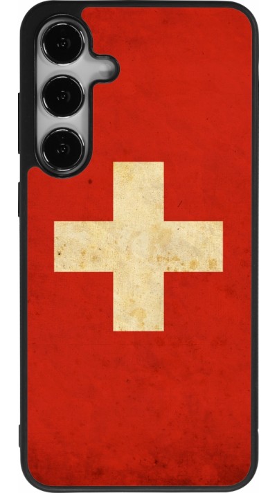 Samsung Galaxy S24+ Case Hülle - Silikon schwarz Vintage Flag SWISS