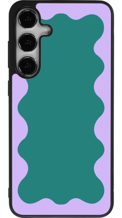 Coque Samsung Galaxy S24+ - Silicone rigide noir Wavy Rectangle Green Purple