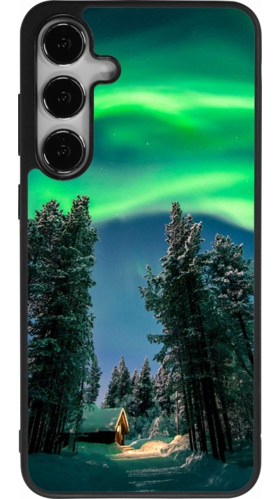 Coque Samsung Galaxy S24+ - Silicone rigide noir Winter 22 Northern Lights