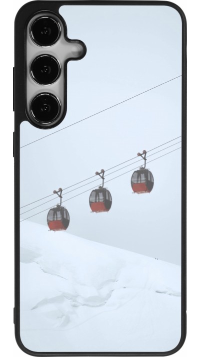 Coque Samsung Galaxy S24+ - Silicone rigide noir Winter 22 ski lift