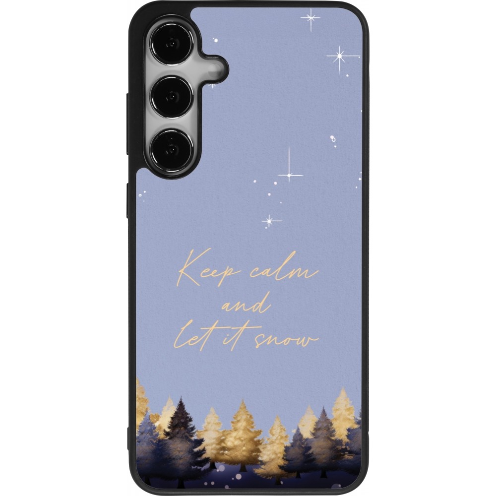 Coque Samsung Galaxy S24+ - Silicone rigide noir Winter 25 Winter illustration of trees