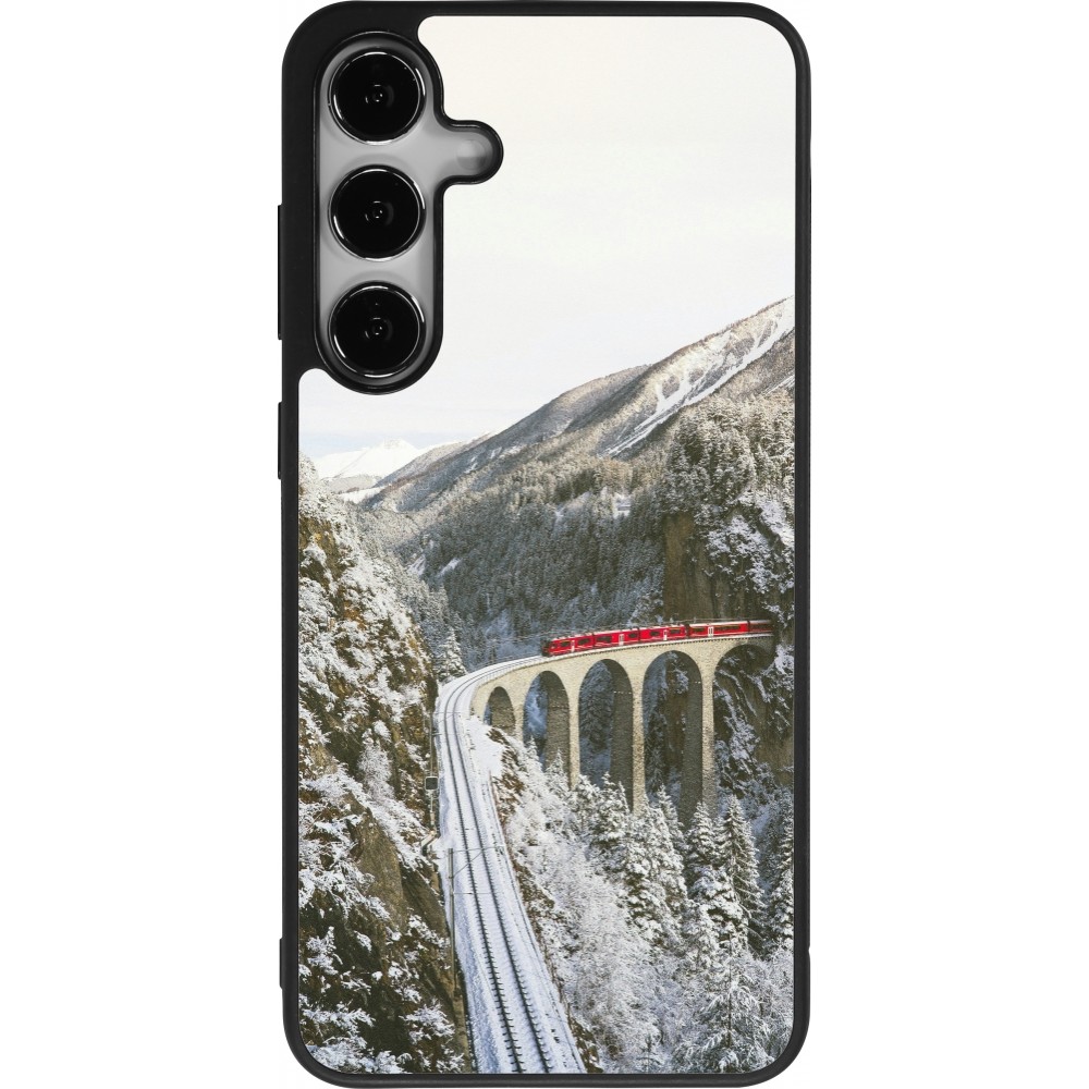 Coque Samsung Galaxy S24+ - Silicone rigide noir Winter 25 Winter polar express