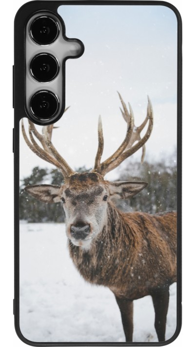 Coque Samsung Galaxy S24+ - Silicone rigide noir Winter 25 Winter reindeer