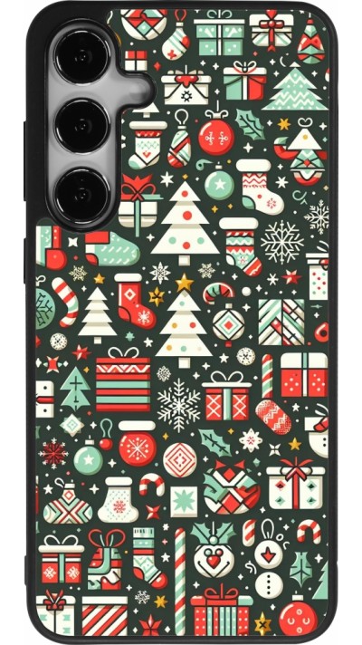 Coque Samsung Galaxy S24+ - Silicone rigide noir Noël 2023 Flat Pattern
