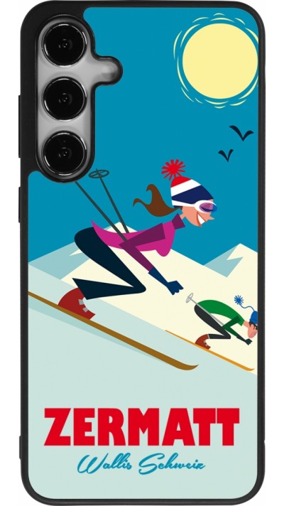 Coque Samsung Galaxy S24+ - Silicone rigide noir Zermatt Ski Downhill