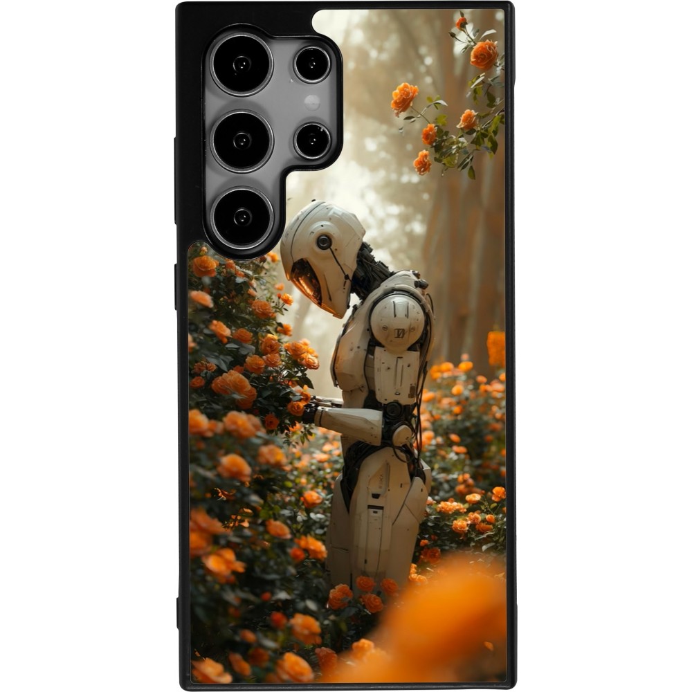 Samsung Galaxy S24 Ultra Case Hülle - Silikon schwarz Astronaut flowers 2025