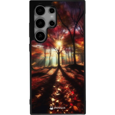 Coque Samsung Galaxy S24 Ultra - Silicone rigide noir Automne doré glare