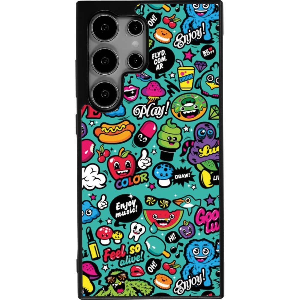 Samsung Galaxy S24 Ultra Case Hülle - Silikon schwarz Cartoons old school