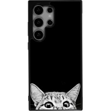 Coque Samsung Galaxy S24 Ultra - Silicone rigide noir Cat Looking Up Black