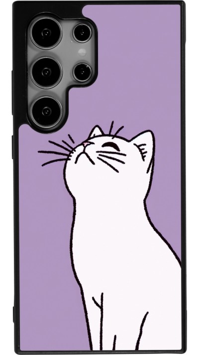Coque Samsung Galaxy S24 Ultra - Silicone rigide noir Chat sur fond violet