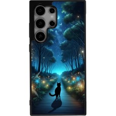 Samsung Galaxy S24 Ultra Case Hülle - Silikon schwarz Schwarze Katze Spaziergang