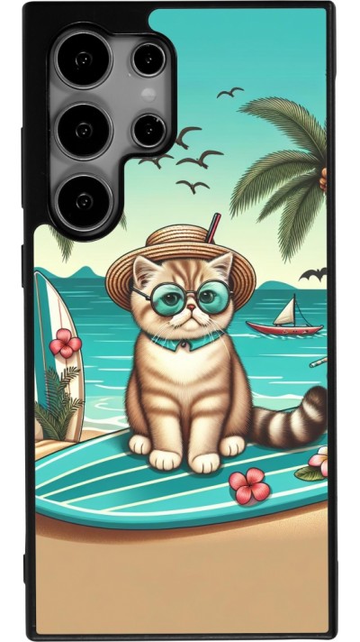 Coque Samsung Galaxy S24 Ultra - Silicone rigide noir Chat Surf Style