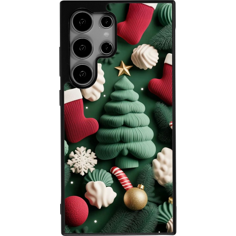 Coque Samsung Galaxy S24 Ultra - Silicone rigide noir Christmas 25 Christmas textiles