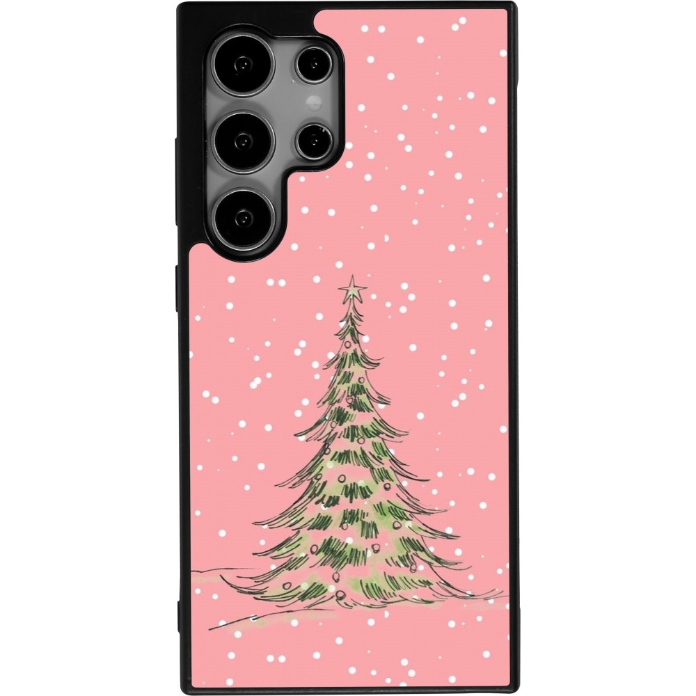 Coque Samsung Galaxy S24 Ultra - Silicone rigide noir Christmas 25 Pink Tree