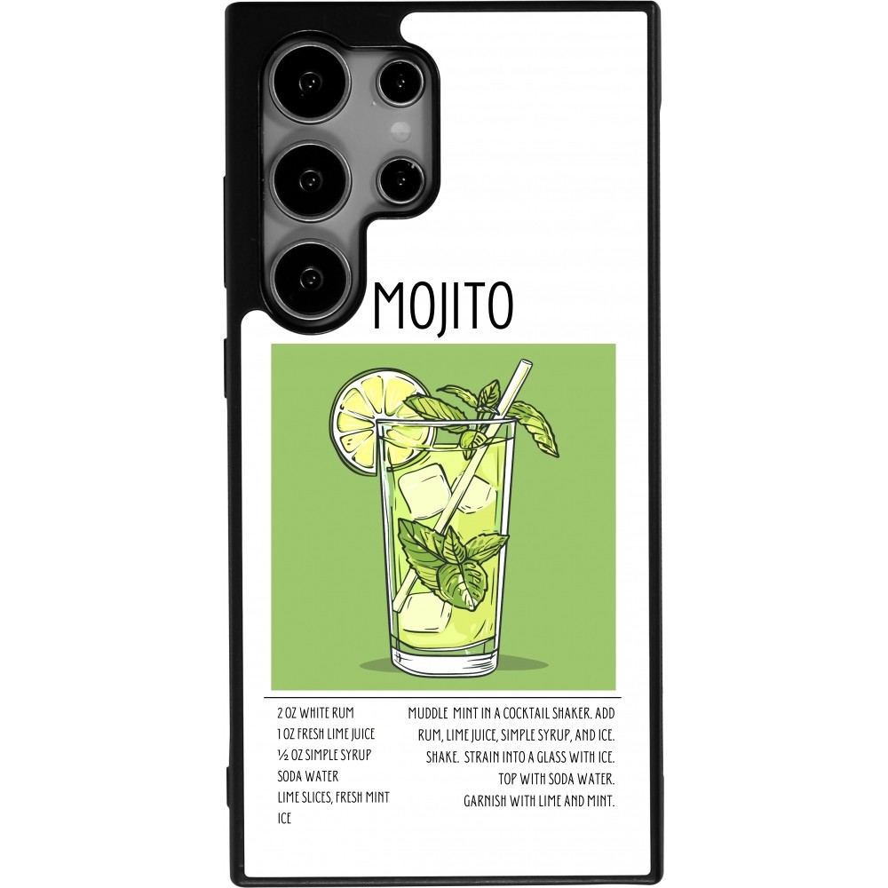 Samsung Galaxy S24 Ultra Case Hülle - Silikon schwarz Cocktail Rezept Mojito