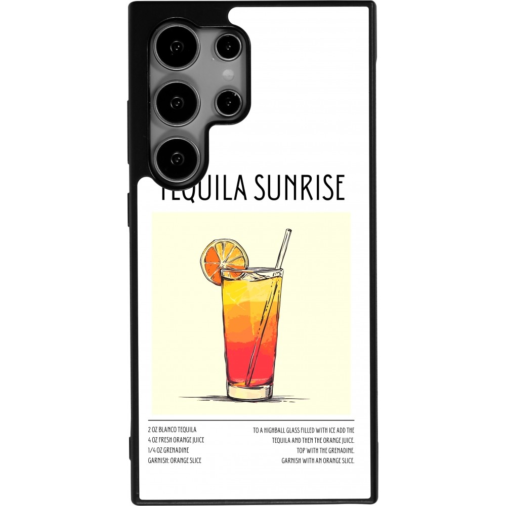 Coque Samsung Galaxy S24 Ultra - Silicone rigide noir Cocktail recette Tequila Sunrise