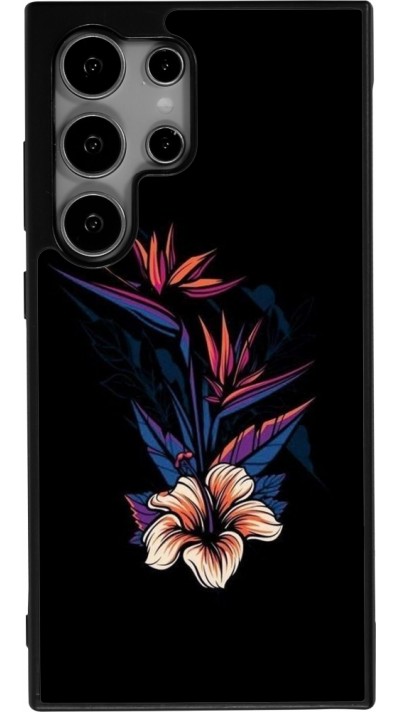 Coque Samsung Galaxy S24 Ultra - Silicone rigide noir Dark Flowers