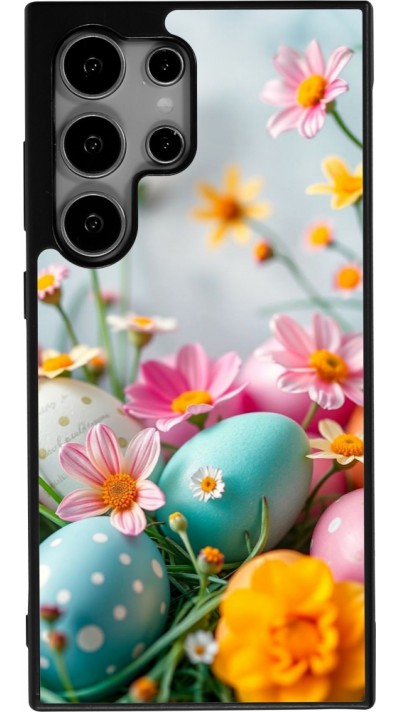 Coque Samsung Galaxy S24 Ultra - Silicone rigide noir Easter 2026 Eggs with flowers