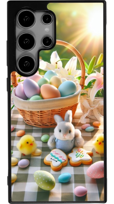 Coque Samsung Galaxy S24 Ultra - Silicone rigide noir Easter 2025 Panier Pâques