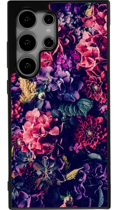 Coque Samsung Galaxy S24 Ultra - Silicone rigide noir Flowers Dark