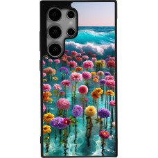 Samsung Galaxy S24 Ultra Case Hülle - Silikon schwarz Blumenmeer Wellen