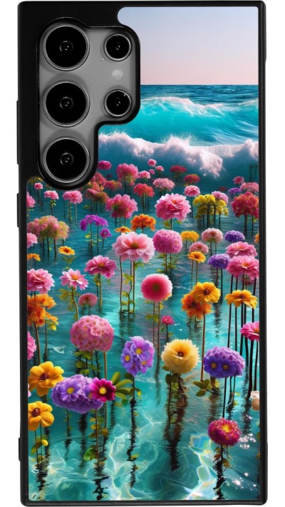 Samsung Galaxy S24 Ultra Case Hülle - Silikon schwarz Blumenmeer Wellen