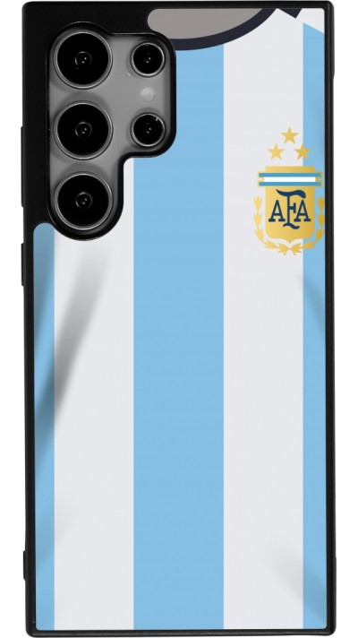 Coque Samsung Galaxy S24 Ultra - Silicone rigide noir Maillot de football Argentine 2022 personnalisable