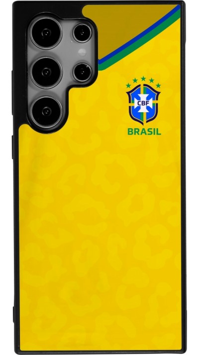 Coque Samsung Galaxy S24 Ultra - Silicone rigide noir Maillot de football Brésil 2022 personnalisable