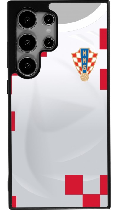 Coque Samsung Galaxy S24 Ultra - Silicone rigide noir Maillot de football Croatie 2022 personnalisable