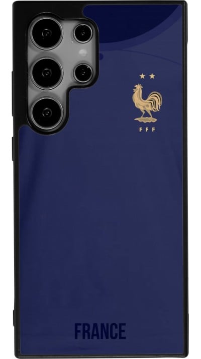 Coque Samsung Galaxy S24 Ultra - Silicone rigide noir Maillot de football France 2022 personnalisable