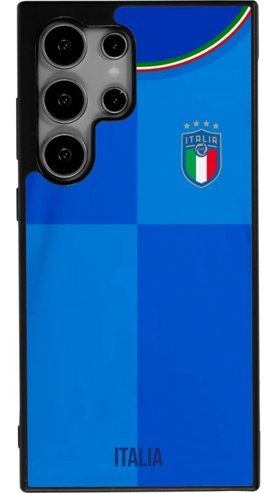 Coque Samsung Galaxy S24 Ultra - Silicone rigide noir Maillot de football Italie 2022 personnalisable