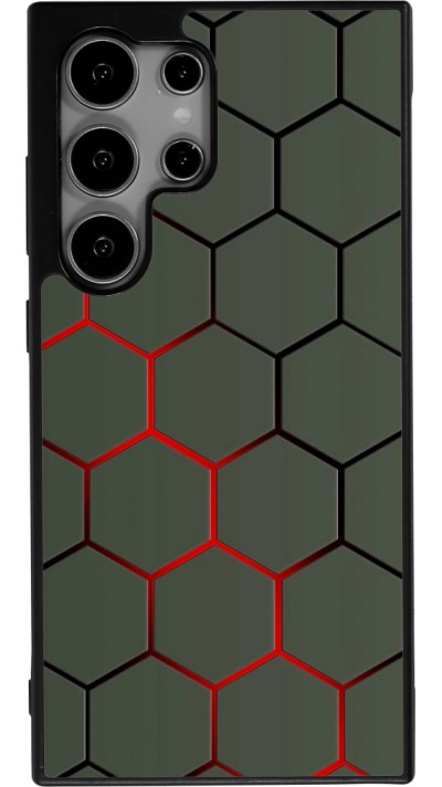 Coque Samsung Galaxy S24 Ultra - Silicone rigide noir Geometric Line red