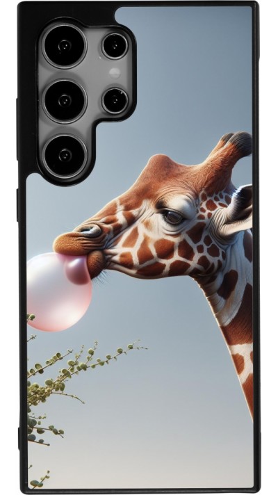 Coque Samsung Galaxy S24 Ultra - Silicone rigide noir Girafe à bulle