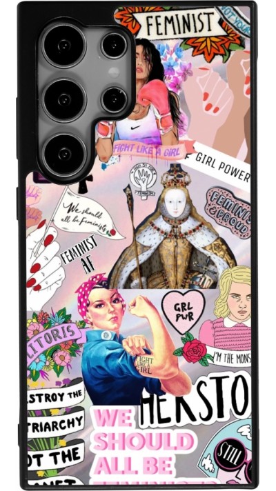 Coque Samsung Galaxy S24 Ultra - Silicone rigide noir Girl Power Collage