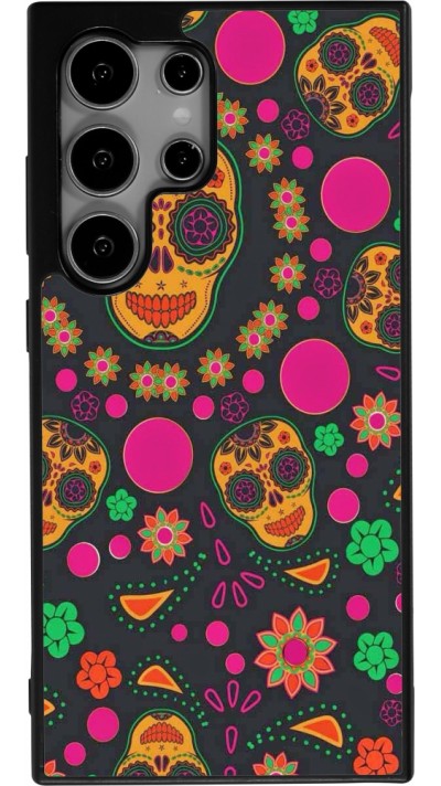 Coque Samsung Galaxy S24 Ultra - Silicone rigide noir Halloween 22 colorful mexican skulls