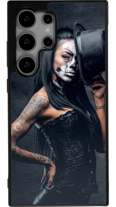 Coque Samsung Galaxy S24 Ultra - Silicone rigide noir Halloween 22 Tattooed Girl