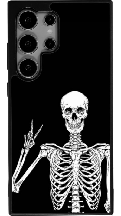 Coque Samsung Galaxy S24 Ultra - Silicone rigide noir Halloween 2023 peace skeleton