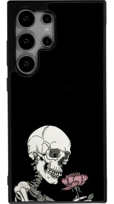 Coque Samsung Galaxy S24 Ultra - Silicone rigide noir Halloween 2023 rose and skeleton