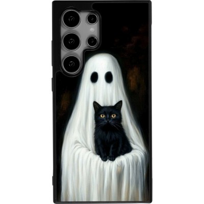 Samsung Galaxy S24 Ultra Case Hülle - Silikon schwarz Halloween 2025 Ghost with black cat