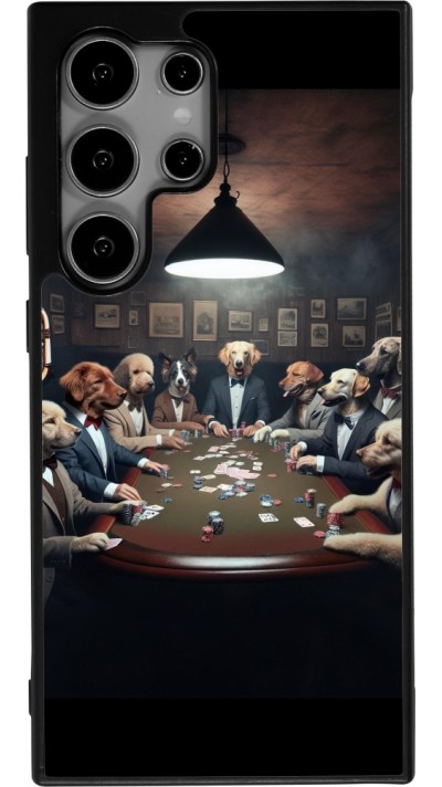 Coque Samsung Galaxy S24 Ultra - Silicone rigide noir Les pokerdogs