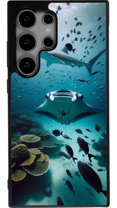 Coque Samsung Galaxy S24 Ultra - Silicone rigide noir Manta Lagon Nettoyage