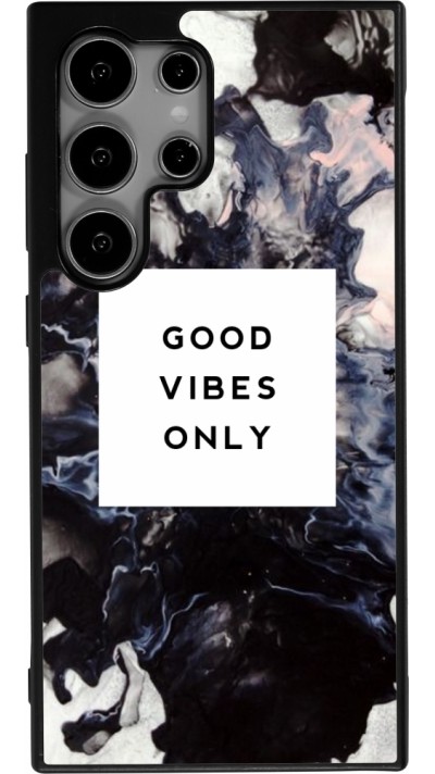 Coque Samsung Galaxy S24 Ultra - Silicone rigide noir Marble Good Vibes Only