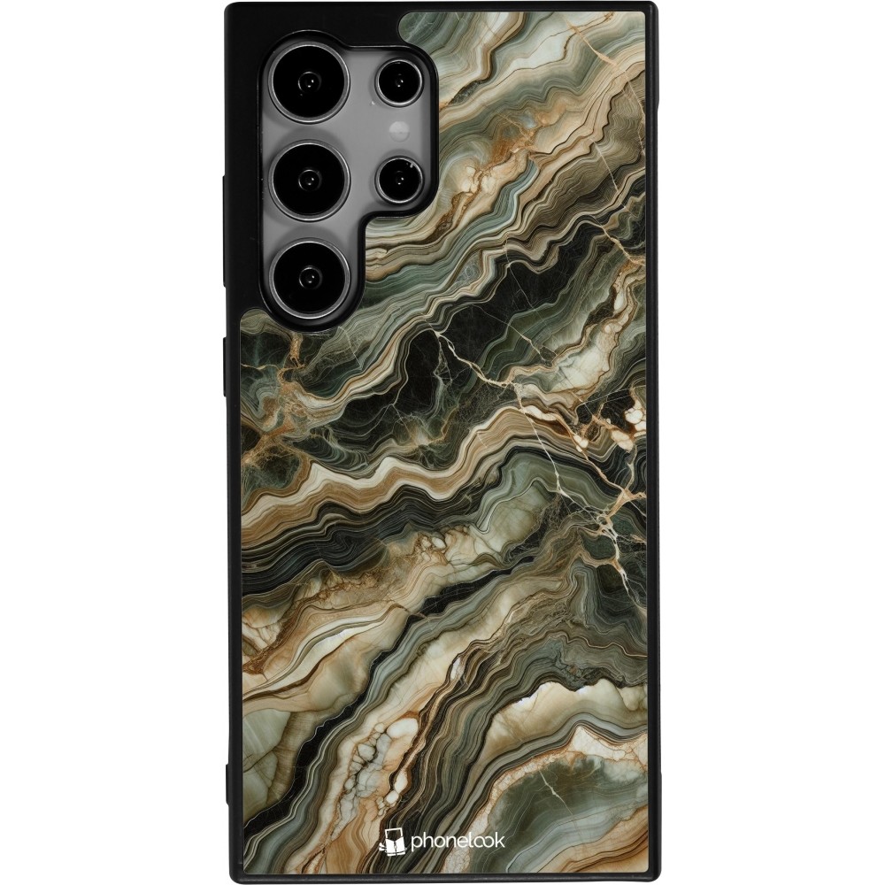 Samsung Galaxy S24 Ultra Case Hülle - Silikon schwarz Oliv Marmor
