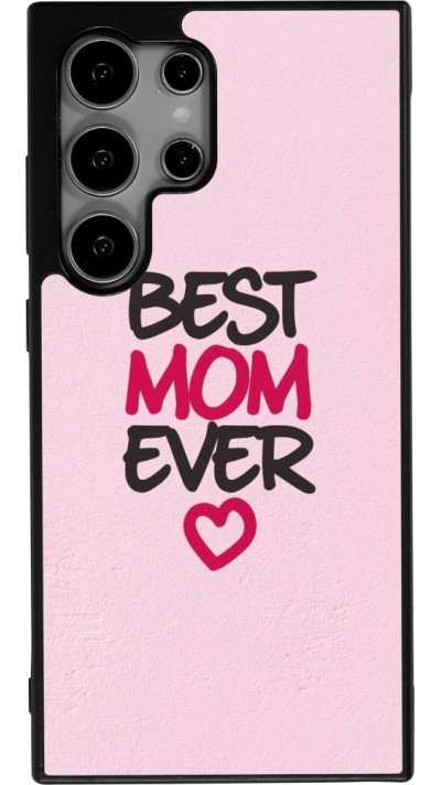 Coque Samsung Galaxy S24 Ultra - Silicone rigide noir Mom 2023 best Mom ever pink